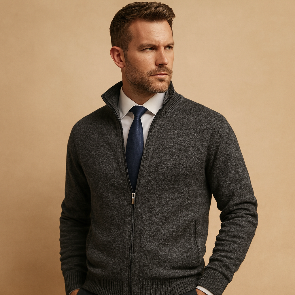 Zip Front Casual Knit Cardigan for Men | Everyday Sport Style