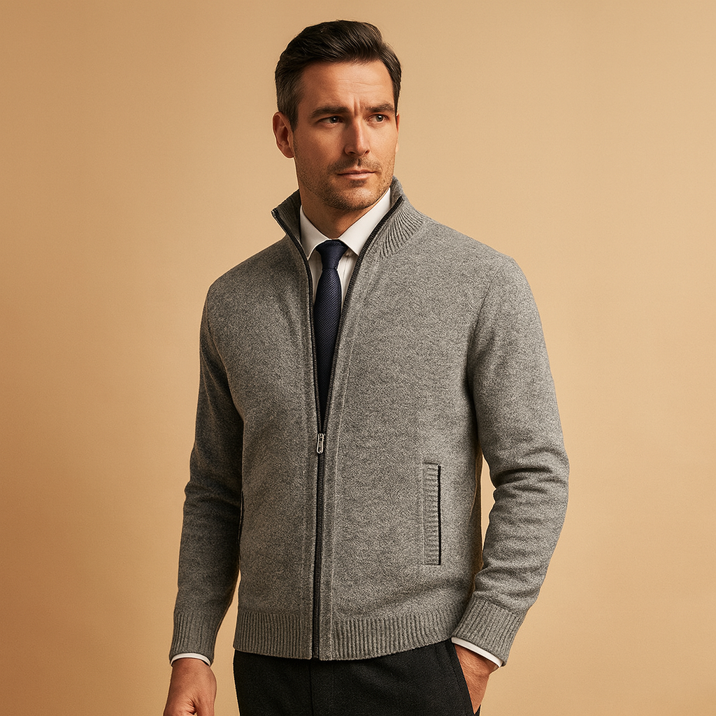 Zip Front Casual Knit Cardigan for Men | Everyday Sport Style