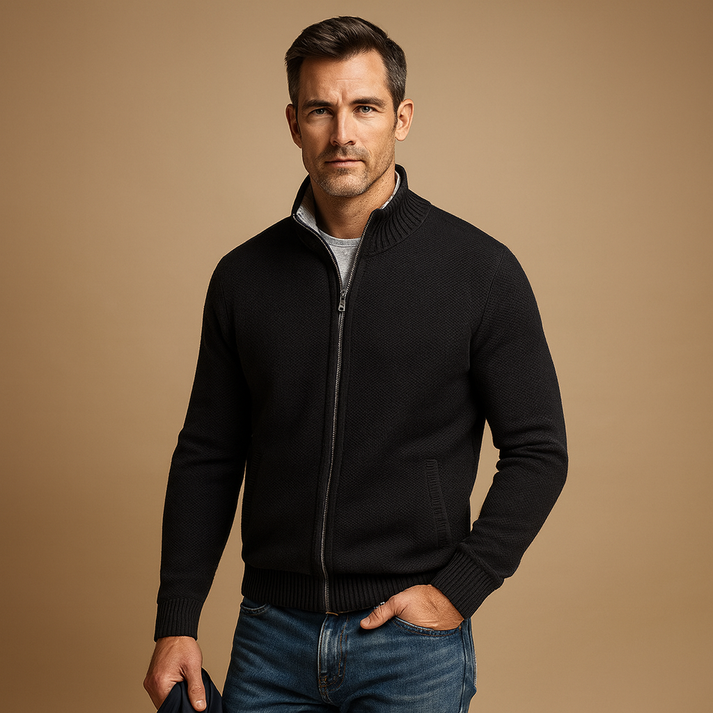 Zip Front Casual Knit Cardigan for Men | Everyday Sport Style