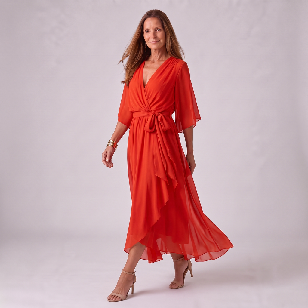 Wrap V-Neck Midi Dress for Women | Wedding Guest Occasion