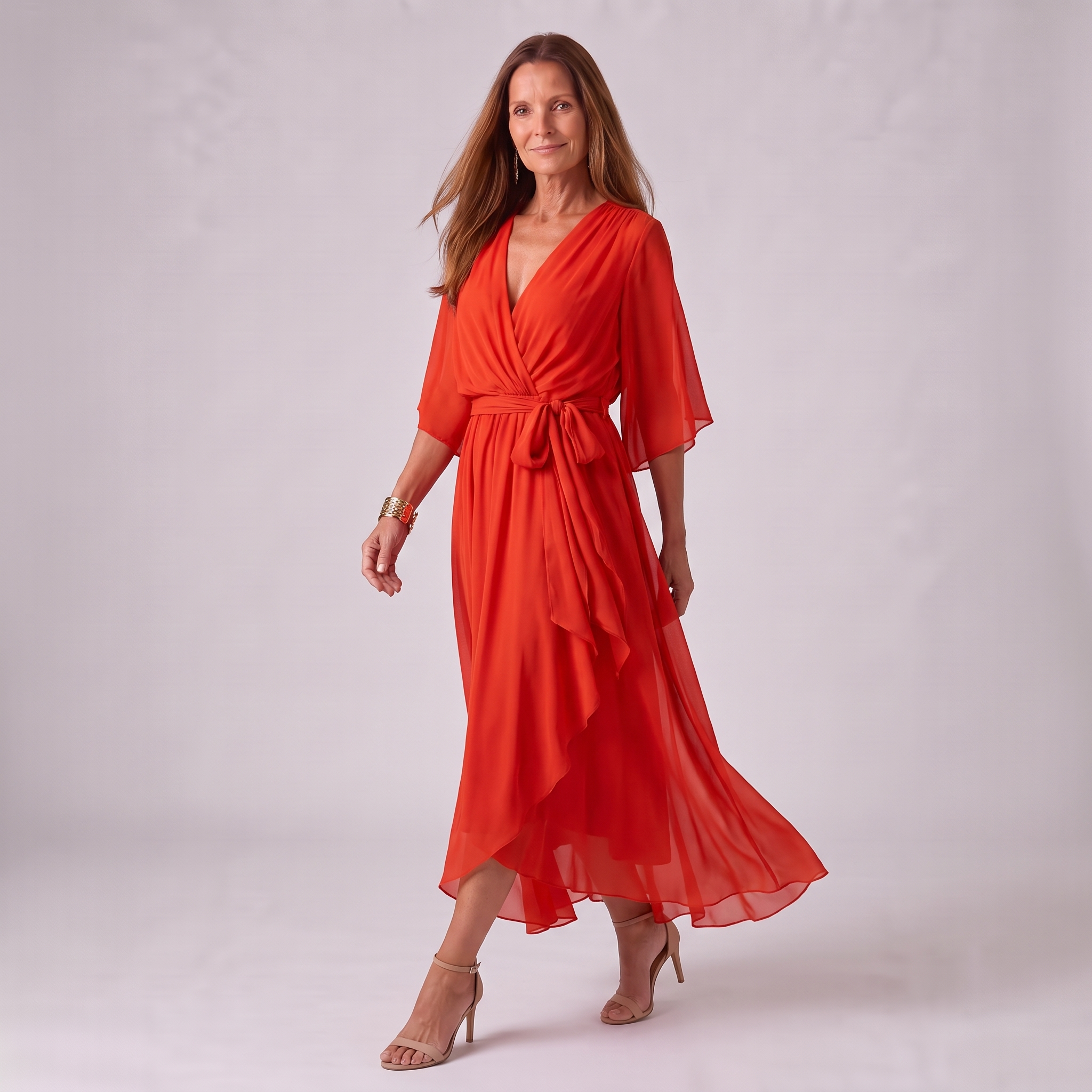 Wrap V-Neck Midi Dress for Women | Wedding Guest Occasion
