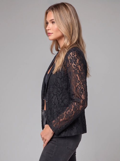 Breathable Lace Relaxed Fit Button Blazer for Women | Casual and Office Wear