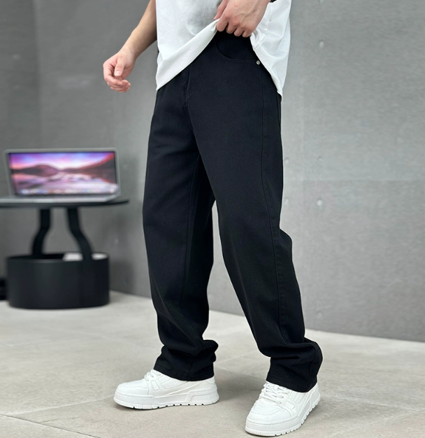 Grey Washed Wide Leg Denim Jeans for Men