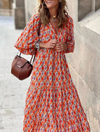 Floral Print Puff Sleeve Maxi Dress for Women | Summer Boho