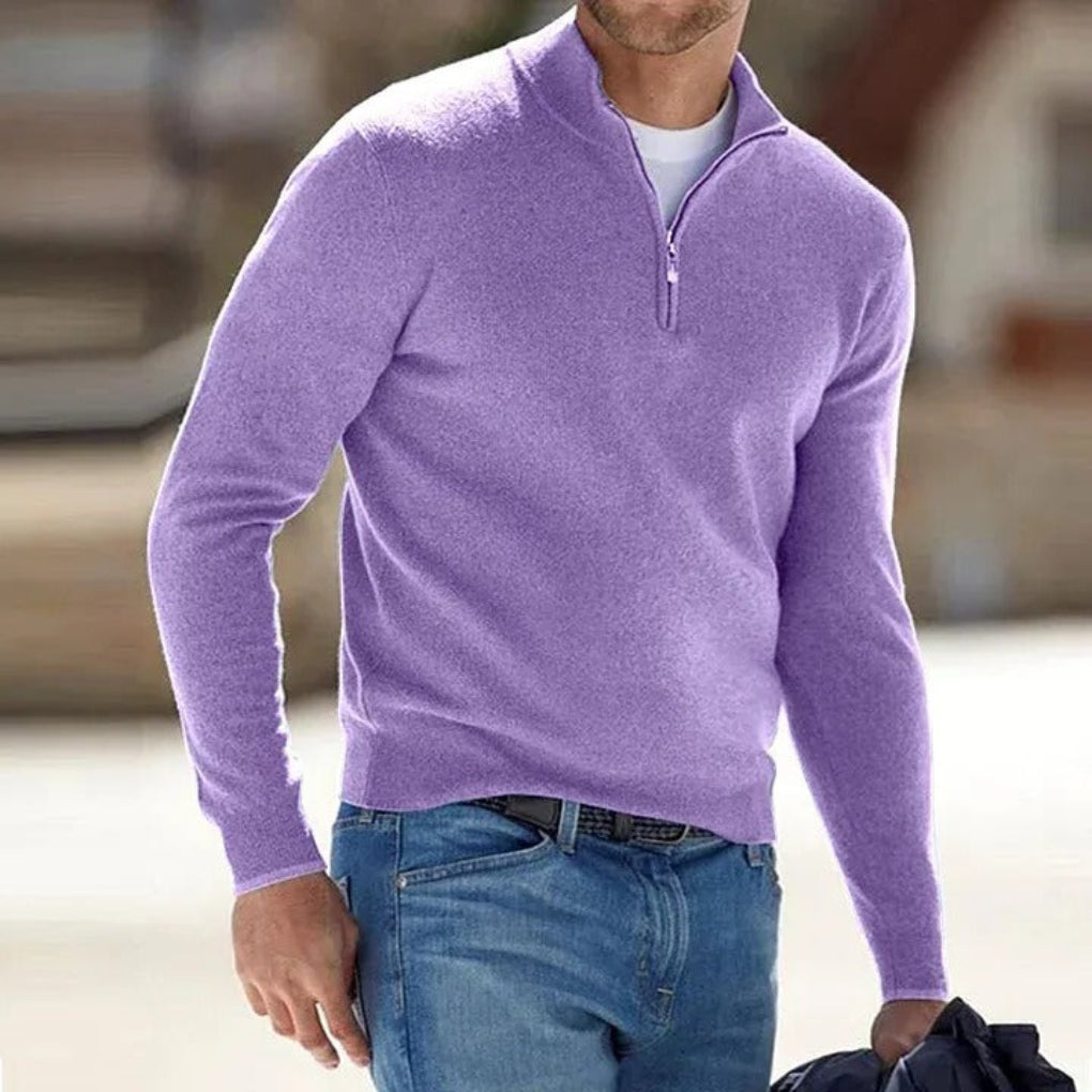 Men Sweater | Half Zip with Stand Collar