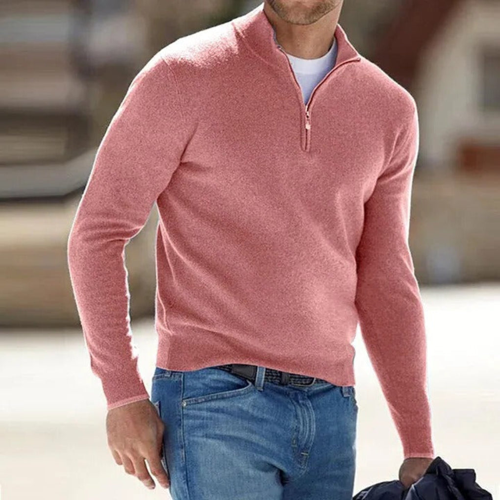 Men Sweater | Half Zip with Stand Collar