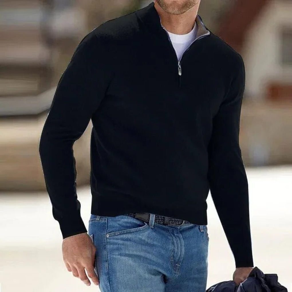 Men Sweater | Half Zip with Stand Collar