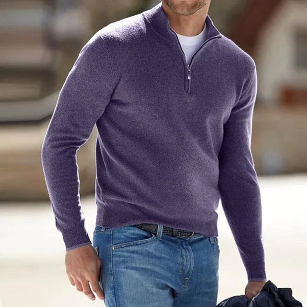 Men Sweater | Half Zip with Stand Collar