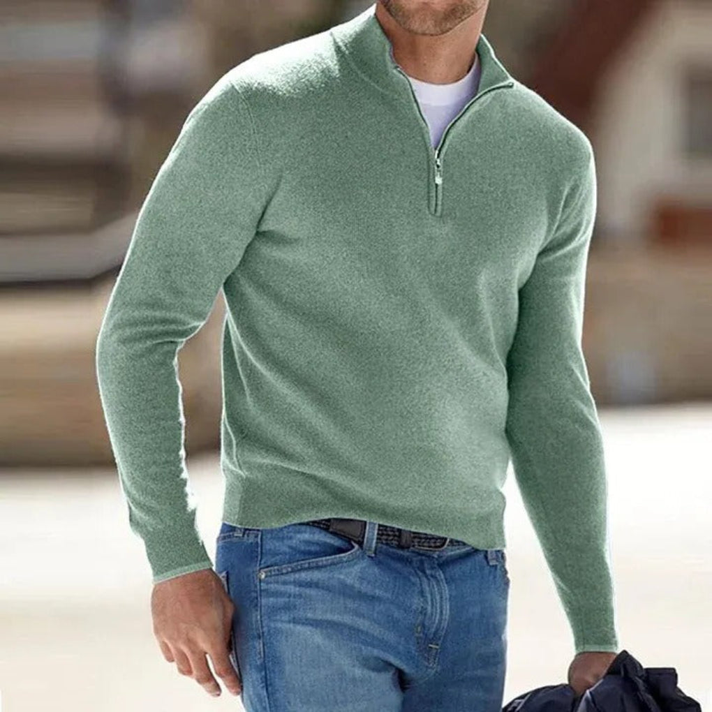 Men Sweater | Half Zip with Stand Collar
