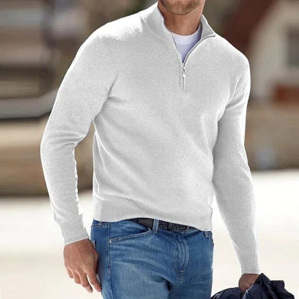 Men Sweater | Half Zip with Stand Collar