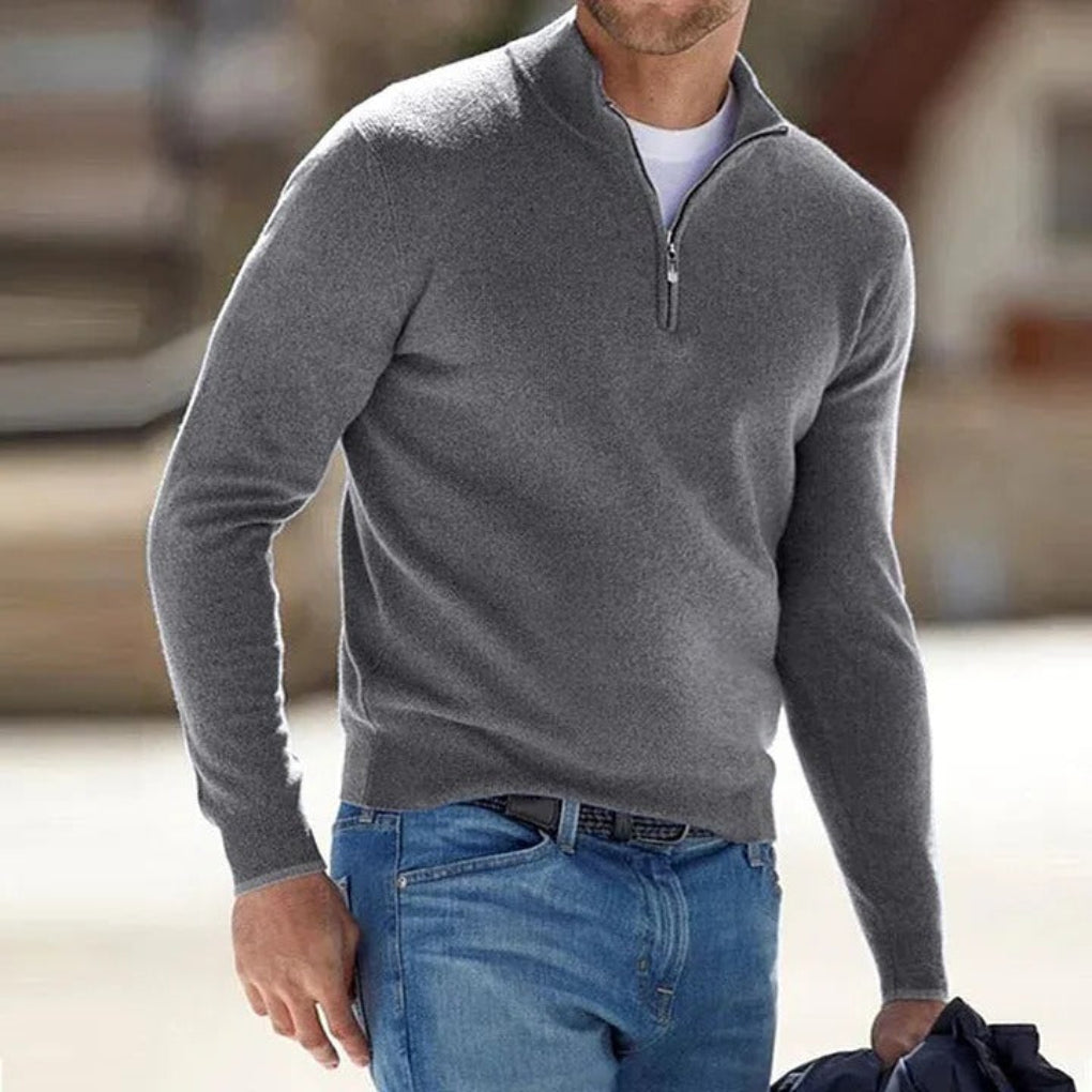 Men Sweater | Half Zip with Stand Collar