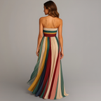 Strapless Colourful Pleated Maxi Dress for Women | Summer