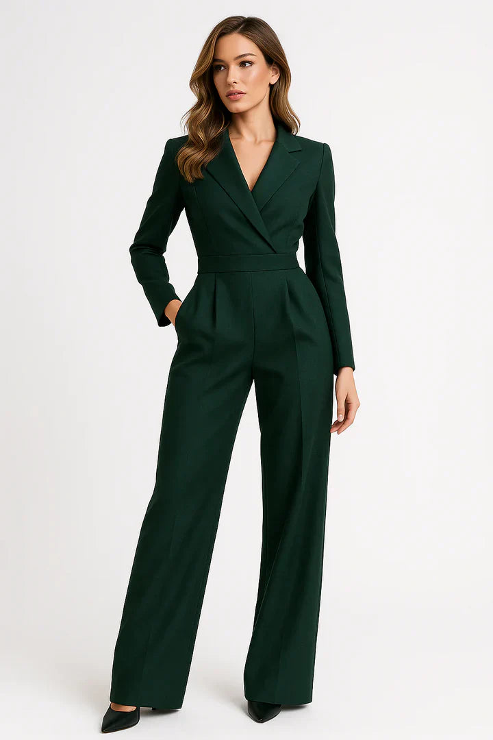 Women Jumpsuit | Blazer style with V-neck and wide-leg fit