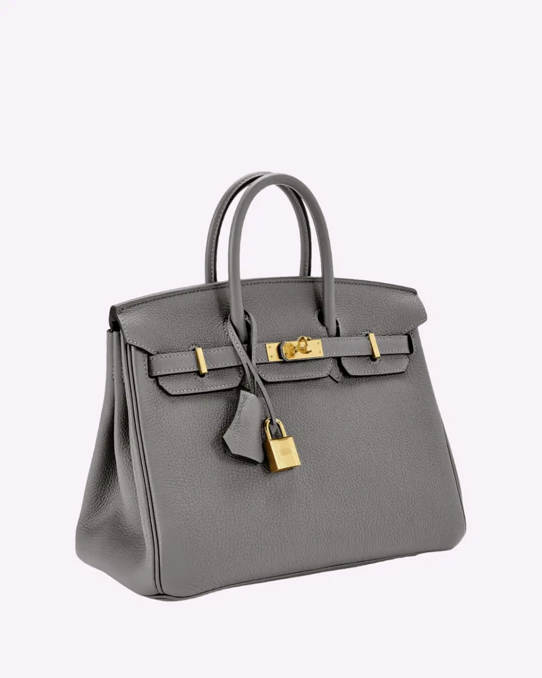 Genuine Leather Twist Lock Handbag with Gold Hardware and Pockets for Women