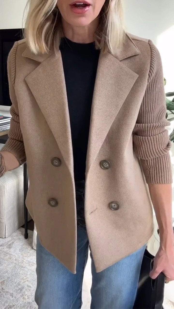 Knit Double Breasted Blazer for Women | Smart Casual All Season