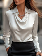 Women Blouse | Draped Cowl Neck with Long Sleeves