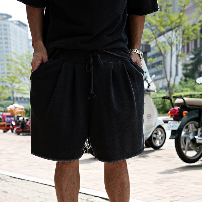 Loose Fit Cotton Crew Neck Tee and Shorts Set for Men | Summer Loungewear