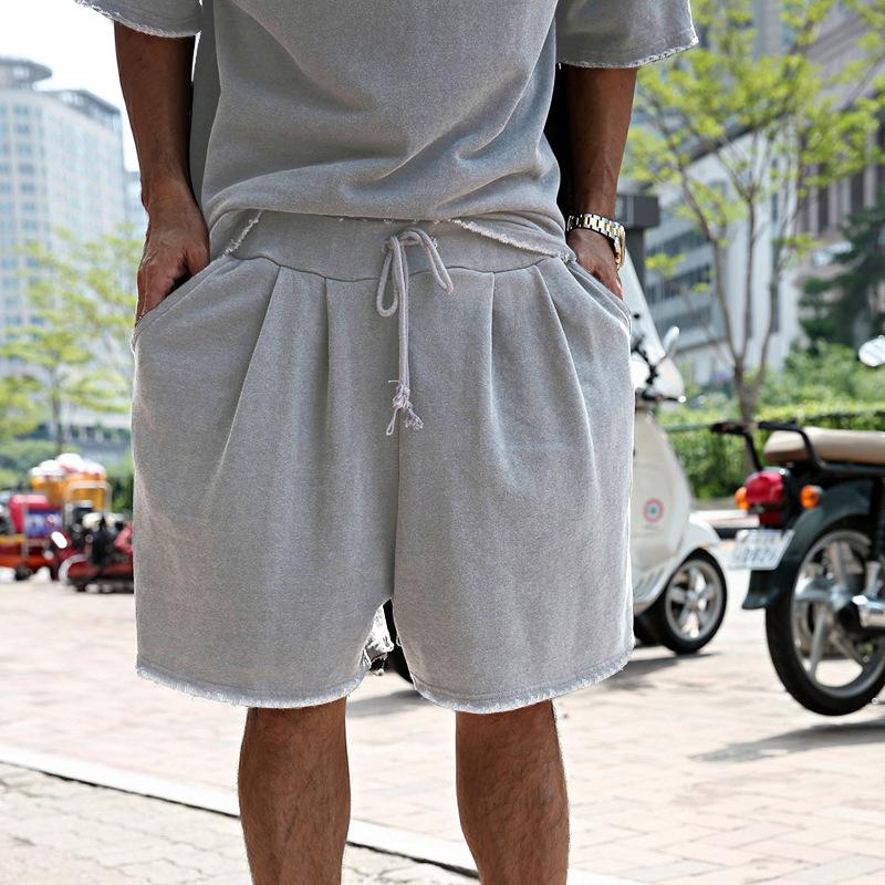 Loose Fit Cotton Crew Neck Tee and Shorts Set for Men | Summer Loungewear