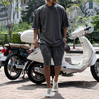 Loose Fit Cotton Crew Neck Tee and Shorts Set for Men | Summer Loungewear