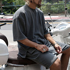 Loose Fit Cotton Crew Neck Tee and Shorts Set for Men | Summer Loungewear