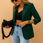 Long Lapel Collar Blazer with Extended Fit for Women | Classic Business Style