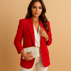 Long Lapel Collar Blazer with Extended Fit for Women | Classic Business Style
