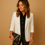 Long Lapel Collar Blazer with Extended Fit for Women | Classic Business Style