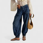 Pleated Wide Leg Trousers with Pocket Detail for Women | Bohemian Style