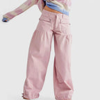 Pleated Wide Leg Trousers with Pocket Detail for Women | Bohemian Style