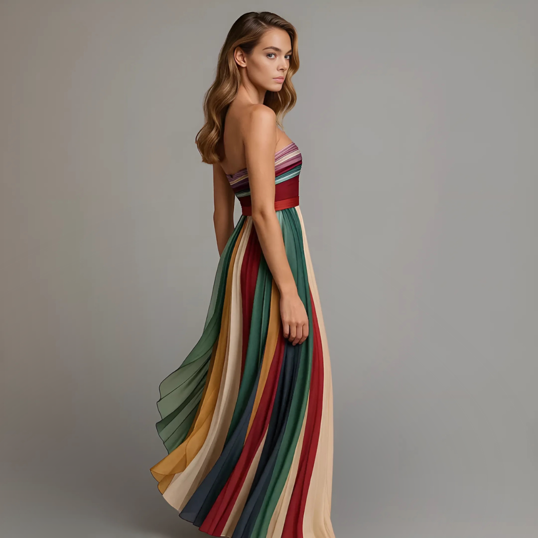 Pleated Strapless Maxi Dress for Women | Summer Occasion