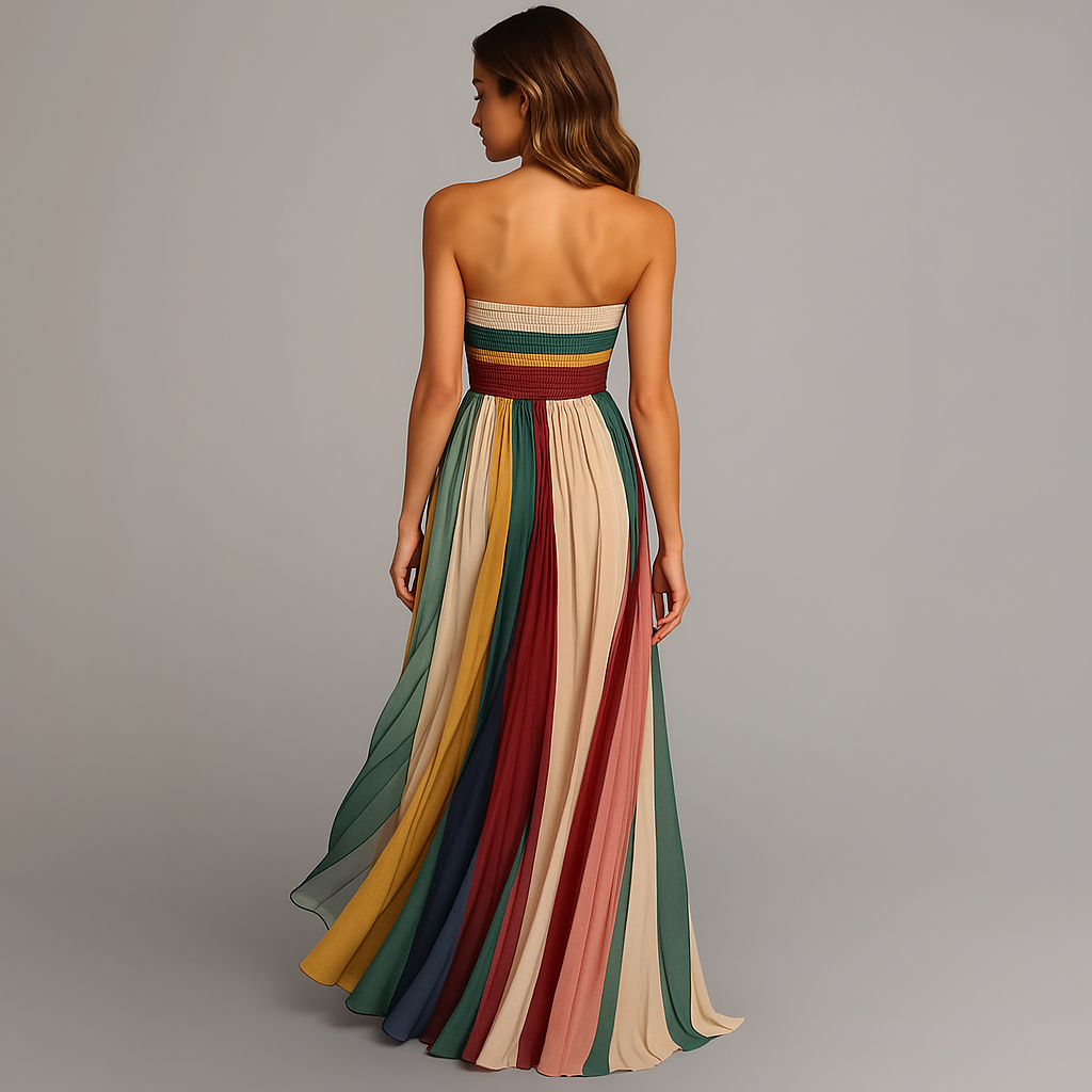 Pleated Strapless Maxi Dress for Women | Summer Occasion