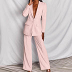 Button-Front Blazer and Straight-Leg Trousers Co-ord Set for Women