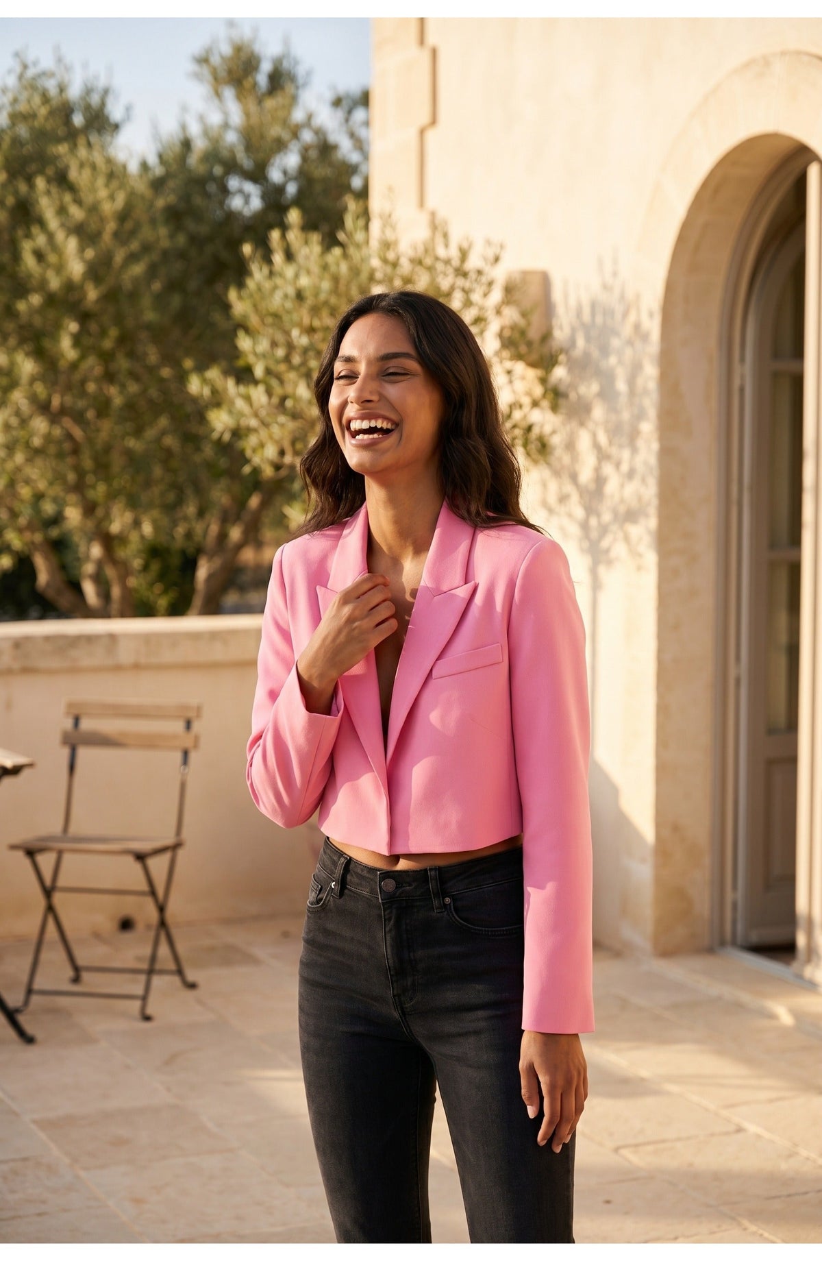 Cropped Lapel Collar Blazer for Women | Office and Evening Wear