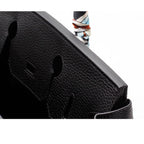 Genuine Leather Twist Lock Handbag with Gold Hardware and Pockets for Women