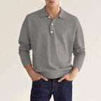 Polycotton Knitted Long Sleeve Polo Shirt for Men | Collared Top