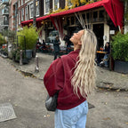 Burgundy Oversized Bomber Jacket for Women | Casual Layering Outerwear