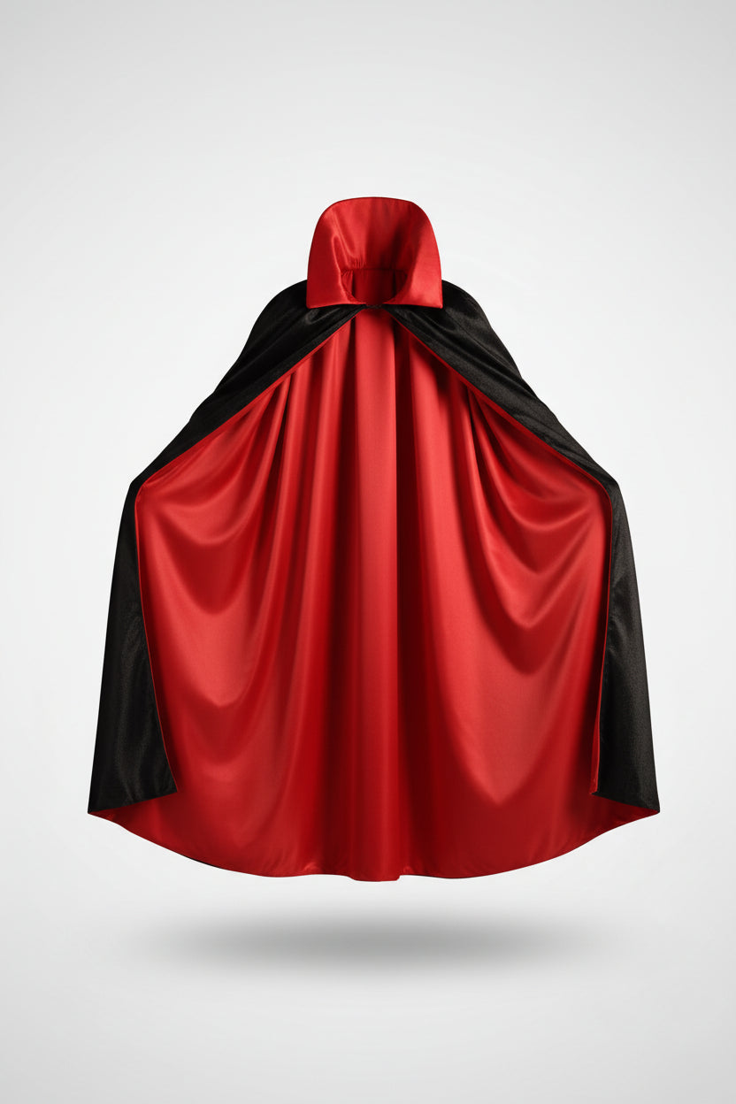 Black and Red Stand Collar Vampire Cape for Men | Halloween Fancy Dress Costume