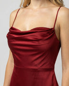 Red Blue Green Pink Brown White Black Maxi Dress for Women with Leg Split