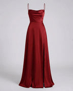 Red Blue Green Pink Brown White Black Maxi Dress for Women with Leg Split