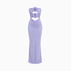 Lilac Floral Cut Out Maxi Dress for Women | Formal Occasion