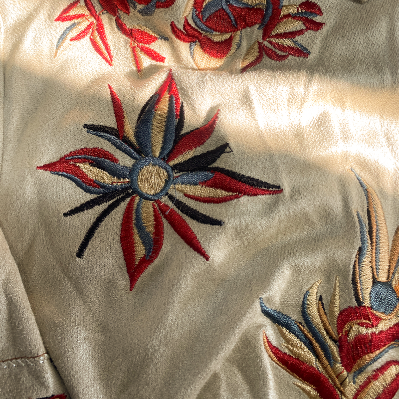 Light Khaki Embroidered Short Sleeve Shirt for Men