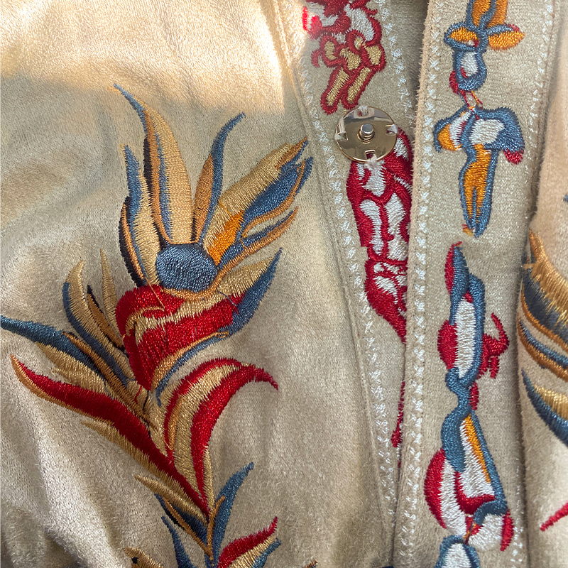 Light Khaki Embroidered Short Sleeve Shirt for Men