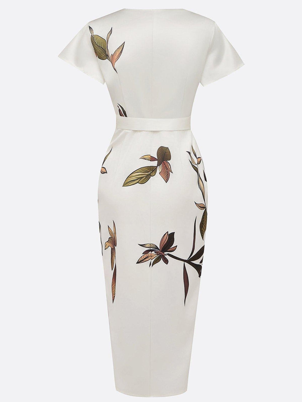 Floral Print Wrap Midi Dress for Women with V-Neckline