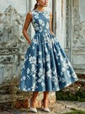 Floral Print Off-Shoulder Midi Dress for Women | Summer Swing Fit