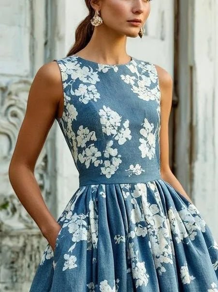 Floral Print Off-Shoulder Midi Dress for Women | Summer Swing Fit