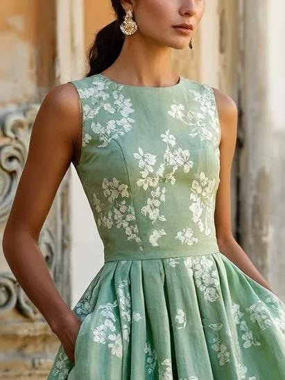 Floral Print Off-Shoulder Midi Dress for Women | Summer Swing Fit