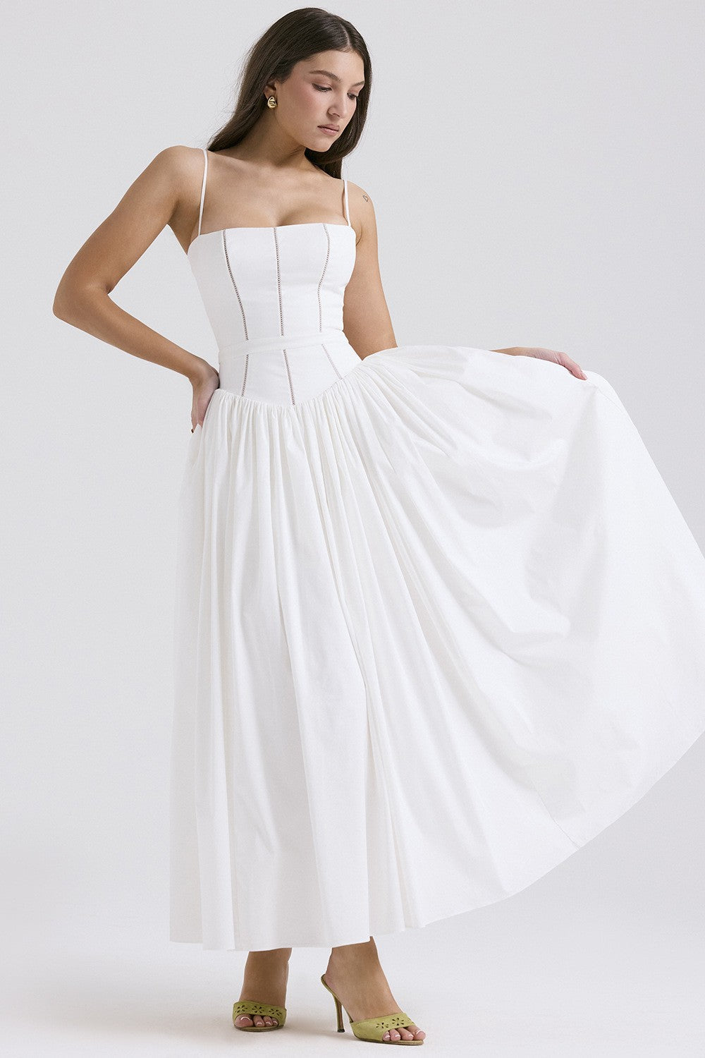 Pleated Strapless Midi Dress for Women | Wedding Guest