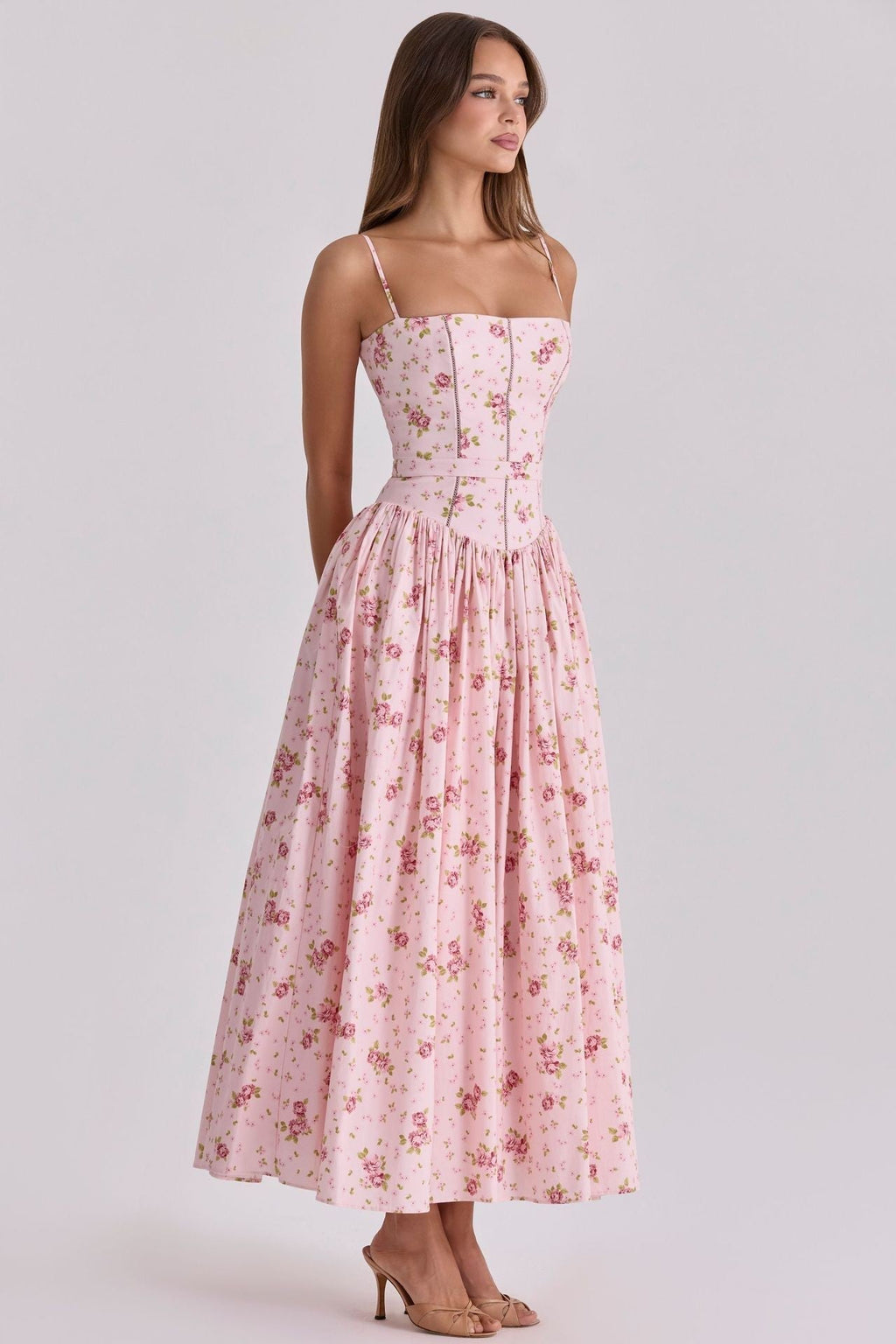 Pleated Strapless Midi Dress for Women | Wedding Guest