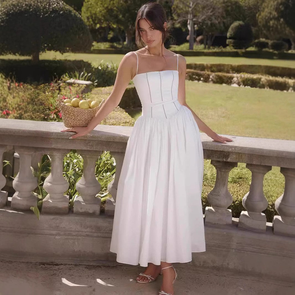 Pleated Strapless Midi Dress for Women | Wedding Guest