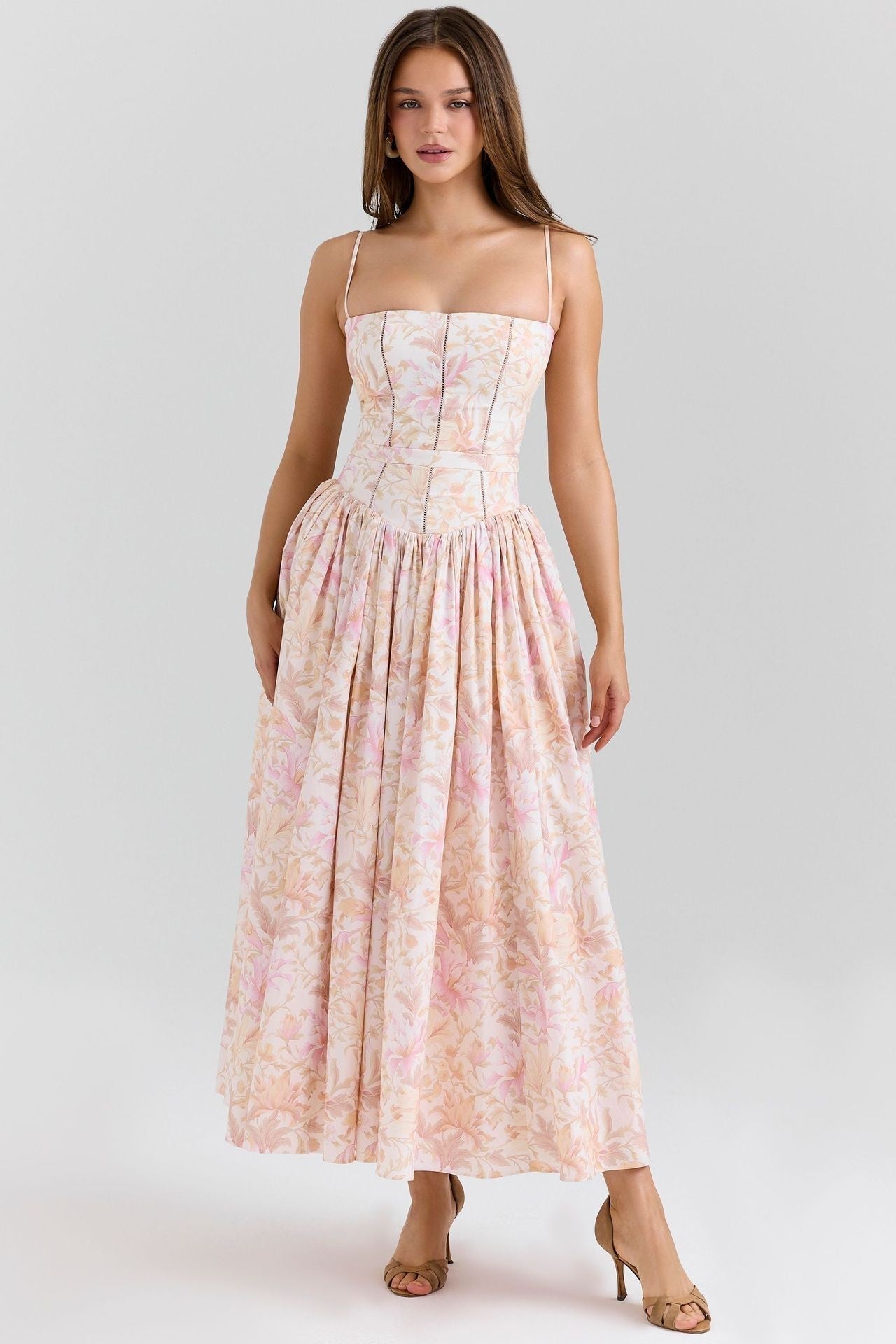 Pleated Strapless Midi Dress for Women | Wedding Guest